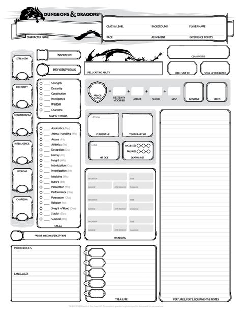 D&D 5e Character Sheet - dicegeeks