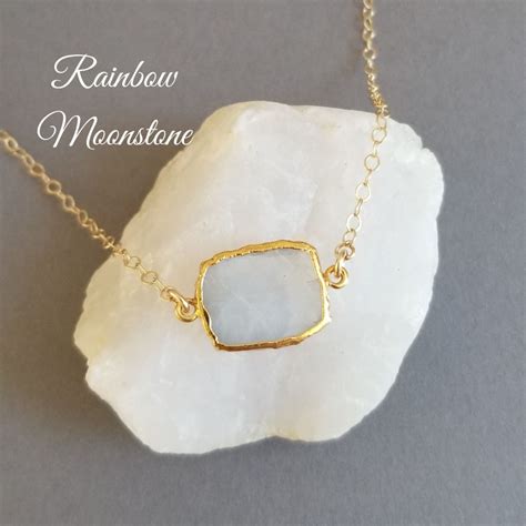 Moonstone Necklace Moonstone Crystal Pendant Necklace Gift - Etsy