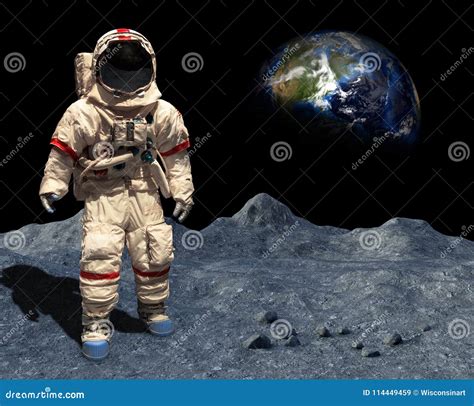 Astronaut On Moon Earth Background