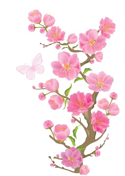 Spring Branch with Butterflies PNG Clipart Picture | Цветы, Нарисовать ...