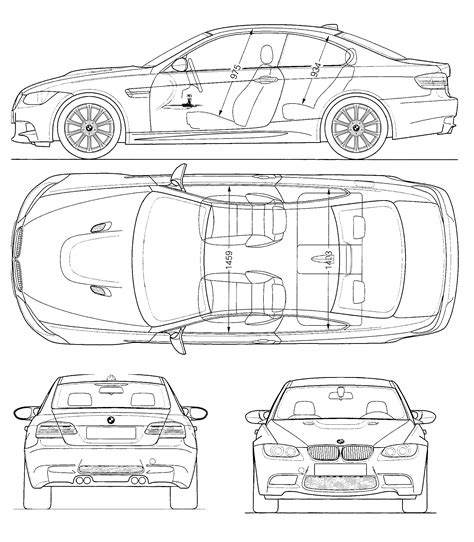 BMW M3 (E46) Blueprints Vector Drawing Bmw e46 coupe blueprint photo ...