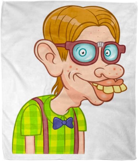 Golee Throw Blanket Ugly Funny Cartoon Nerd Geek Guy Bizarre Boy ...