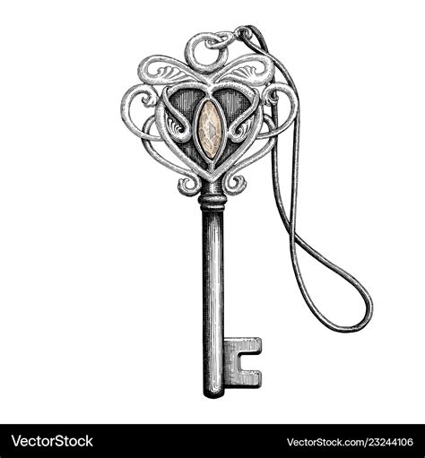 Vintage master key hand drawing engraving style Vector Image