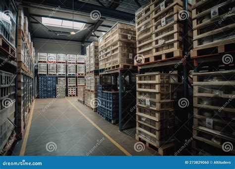 Warehouse, with Close-up of Crates and Boxes, Representing a Variety of ...