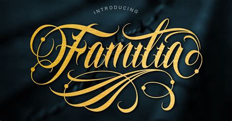 Familia Tattoo Lettering Fuente por Muntab_Art en Envato Elements