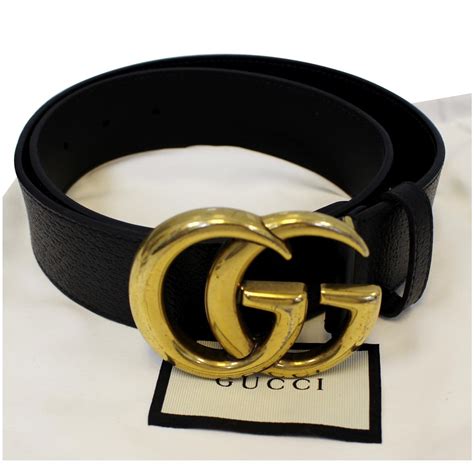 Gucci Double G Buckle Leather Belt Black Size 37