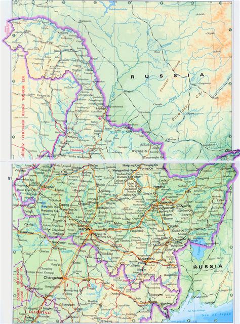 Physical map of Heilongjiang - Full size | Gifex