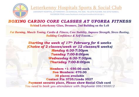 Boxing Cardio Core Classes – Letterkenny Hospitals Staff Sports ...