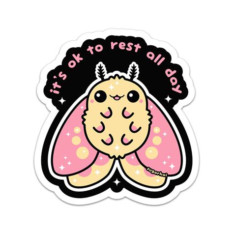 Cute Pink and Yellow Moth Stickers | sugarhai