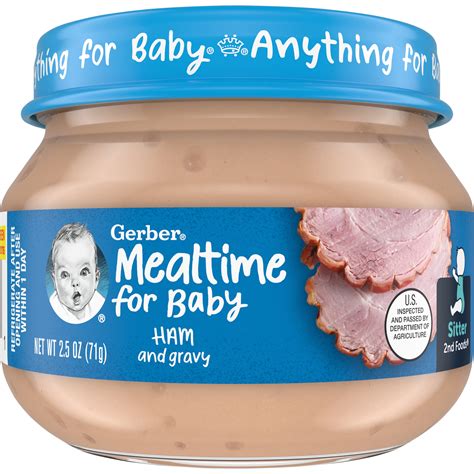 Gerber 2nd Foods Mealtime for Baby Baby Food, Ham and Gravy, 2.5 oz Jar ...