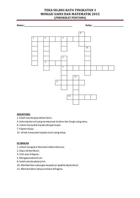 Teka Silang Kata Matematik Sekolah Menengah Dan Jawapan - malakuio