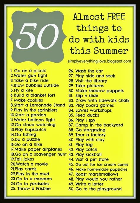 50 Almost FREE things to do with Kids this Summer | Summer fun for kids ...