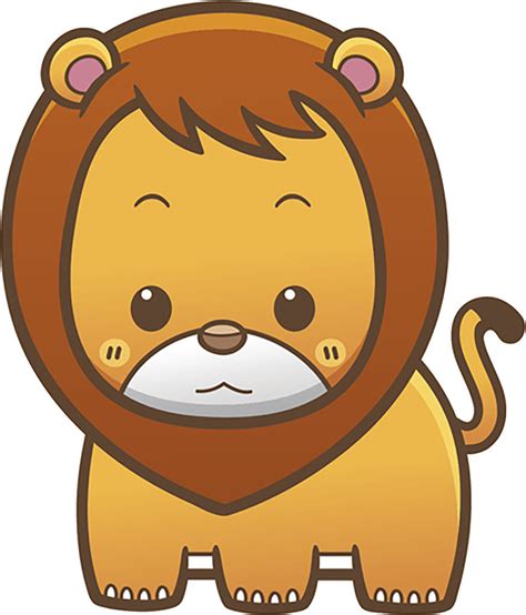 Cute Simple Kawaii Wild Animal Cartoon Icon - Lion Vinyl Decal Sticker ...