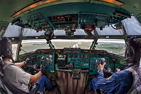 Cockpit view of a Tupolev Tu-95MS on final approach to Ryazan Dyagilevo ...