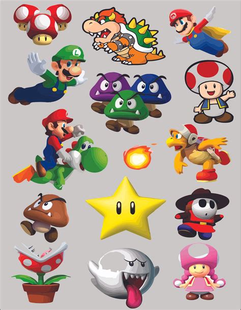 Mario Characters Super Mario Bros Arcade Game Decors Wall Sticker Art ...