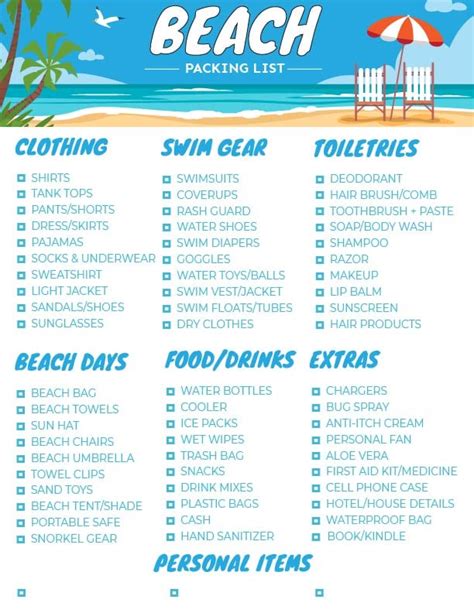 Beach Vacation Packing List Printable Instant Download | lupon.gov.ph