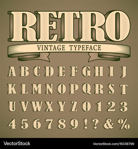 Bold vintage font Royalty Free Vector Image - VectorStock