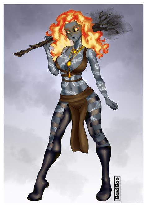 [RF] Scoria Kelvin: Fire Genasi Druid for u/zclazzy : r/characterdrawing