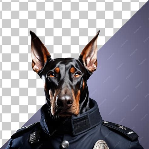 Premium PSD | Portrait of humanoid doberman dog wearing police officer ...