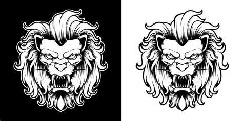 BLACK AND WHITE LION HEAD LOGO ILLUSTRATION 20609978 Vector Art at Vecteezy