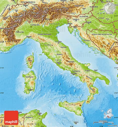 Physical Map of Italy