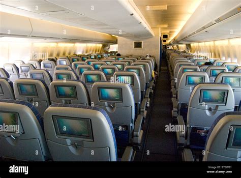 Interior view of Air Philippines Boeing 747 Jumbo jet showing seats ...