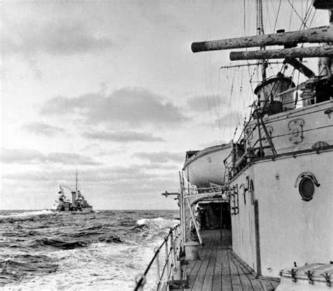 HMS Achilles seen from HMS Ajax, in battle of River Plate! Both ships ...