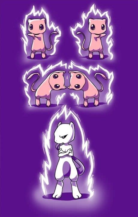 Mew + Mew = Mewtwo(they look like they're dancing, and mewtwo hates it ...