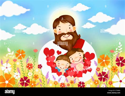 The Jesus holding the children with love Stock Photo - Alamy