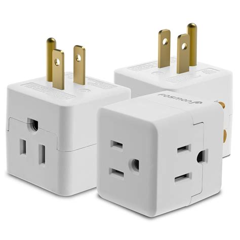 3 Outlet Wall Adapter Tap, Fosmon 3-Prong Portable Travel Mini Plug ...