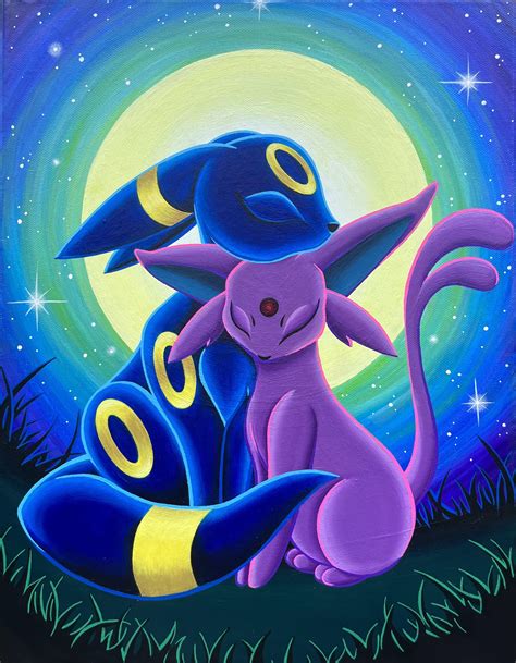 Umbreon x Espeon 11x14 acrylic on canvas. [OC] : r/pokemon