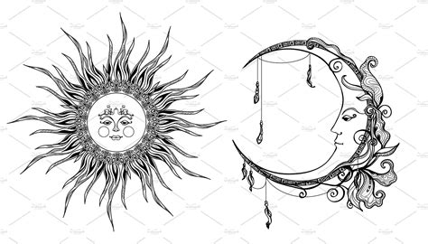 Decorative sun and moon | How to draw hands, Free art prints, Vector art