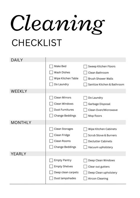 Free Printable Cleaning Checklist Templates Canva, 57% OFF