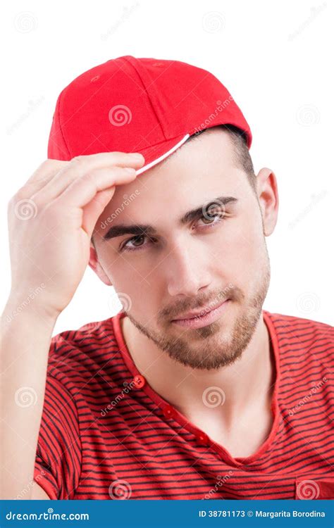 Handsome Guy In Baseball Cap Smiling At Camera, Stock Image - Image of ...