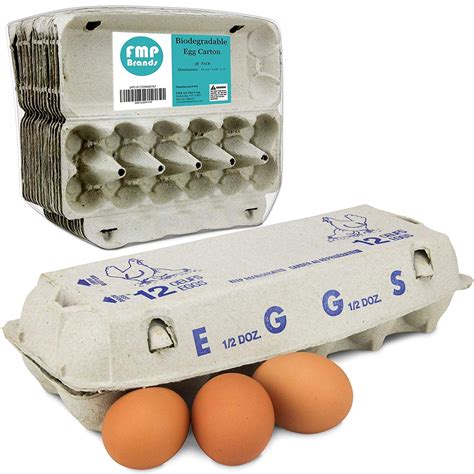 [18 Pack] Printed Pulp Egg Cartons - Empty Large Eggs Storage, Reusable ...