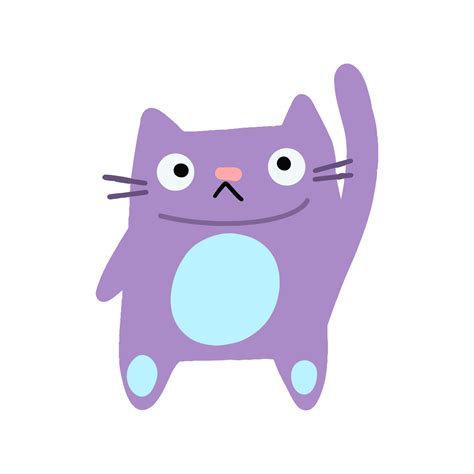 Vector Funny purple cat. Children's hand drawn illustration. 9779914 ...