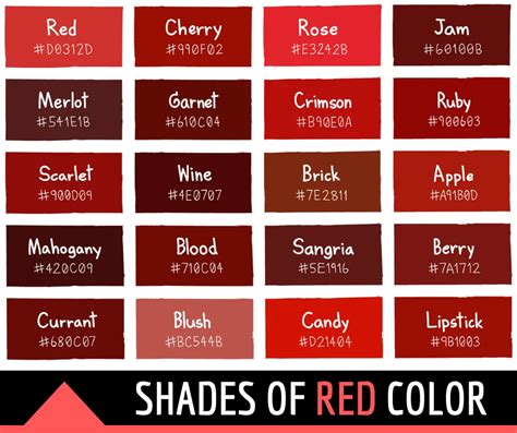 134 Shades of Red Color with Names