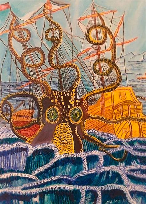 Release the Kraken Norse Mythology Colossal Squid Sea | Etsy