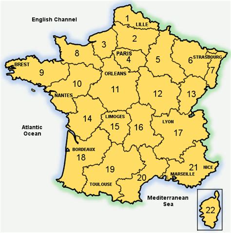 Tourist information on France and map of regions