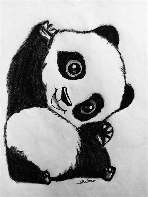 Realistic panda 🐼 sketch .... Baby panda | Cute panda drawing, Panda ...