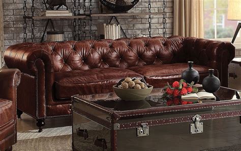 Aberdeen Vintage Dark Brown Leather Sofa from Acme | Coleman Furniture