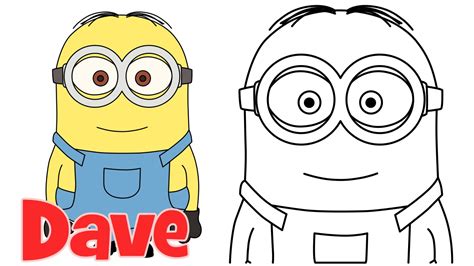 How to draw Minions Dave step by step easy drawing for kids and ...