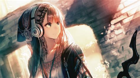 Anime Girl with Headphones and Hat - HD Wallpaper by Garuku