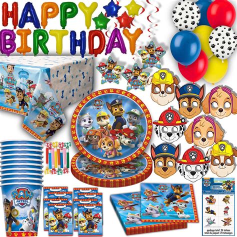 "Paw Patrol Party for 16 - Plates, Cups, Napkins, Balloons, Inflatable ...