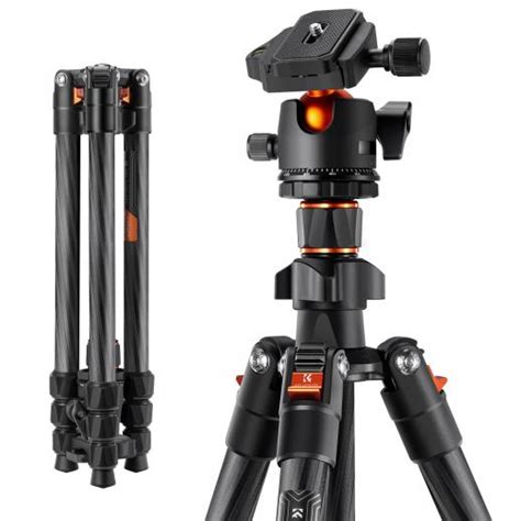 64"/1.63m Lightweight Travel Tripod with 36mm Metal Ball Head Load ...