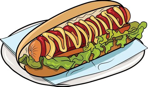 Fast Food Hot Dog Drawing Cartoon Isolated 20838768 Vector Art at Vecteezy