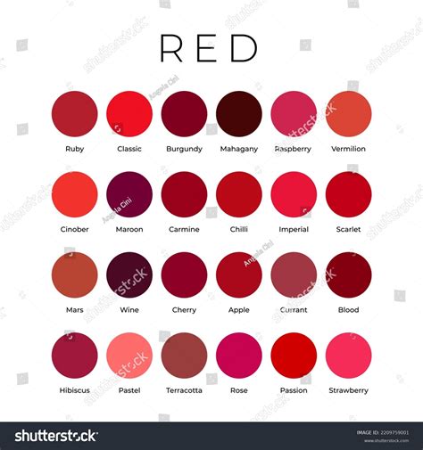 Red Color Shades Swatches Palette Names: เวกเตอร์สต็อก (ปลอดค่า ...