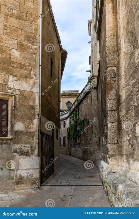 Street in Historic Center of Vilafranca Del Penedes, Catalonia, Spain ...