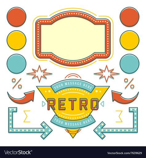 Retro american 1950s sign design elements set Vector Image