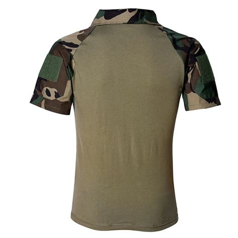 Men Summer Army Combat Tactical Polo Shirt Military Short Sleeve Camo ...